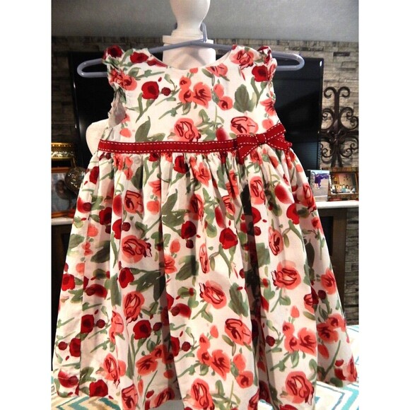 Beautiful Pumpkin Patch 24 Month Dress White wirh Red Flowers & Red Bow. - Picture 1 of 6